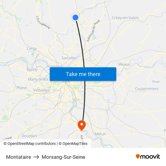 Montataire to Morsang-Sur-Seine map