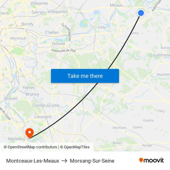 Montceaux-Les-Meaux to Morsang-Sur-Seine map