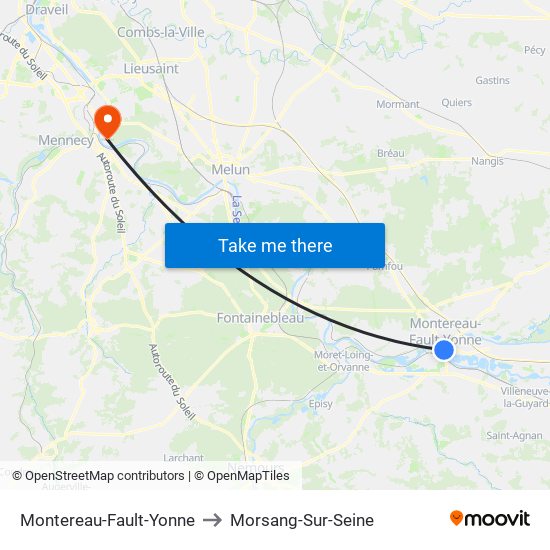 Montereau-Fault-Yonne to Morsang-Sur-Seine map