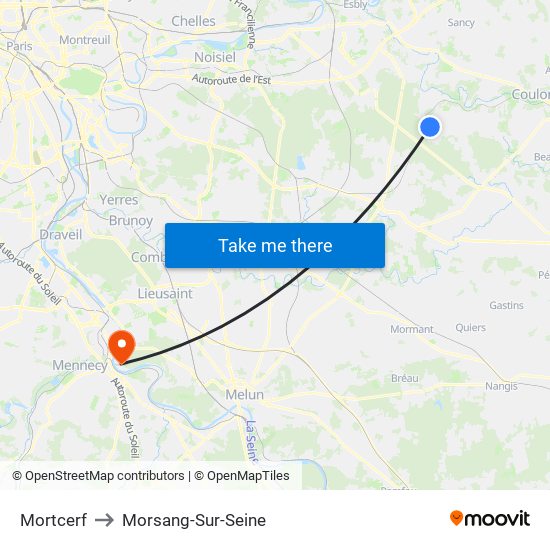 Mortcerf to Morsang-Sur-Seine map