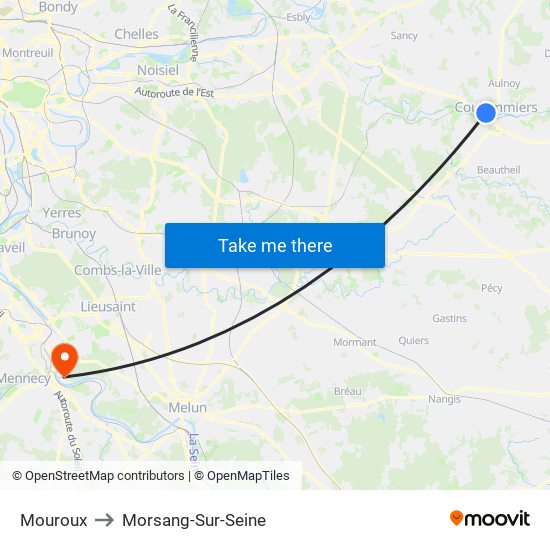 Mouroux to Morsang-Sur-Seine map