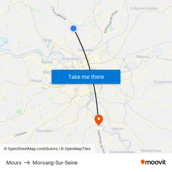 Mours to Morsang-Sur-Seine map