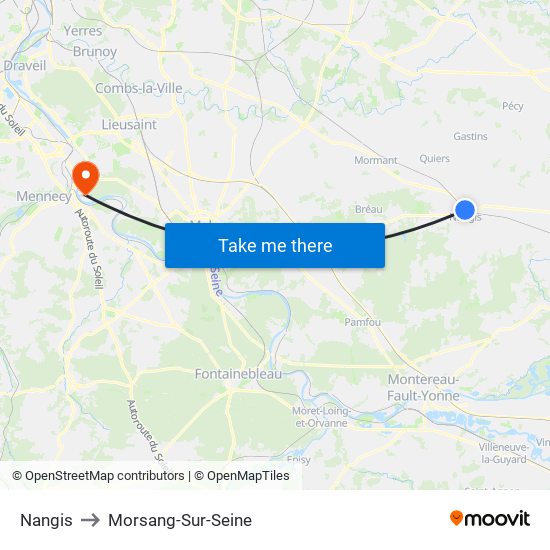 Nangis to Morsang-Sur-Seine map