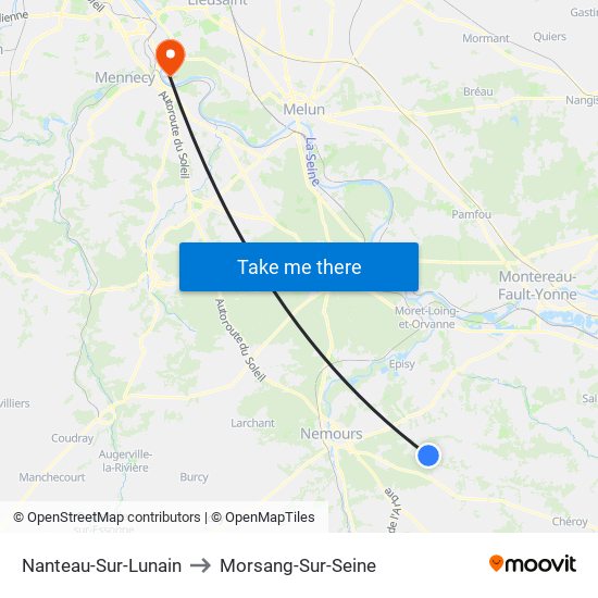 Nanteau-Sur-Lunain to Morsang-Sur-Seine map