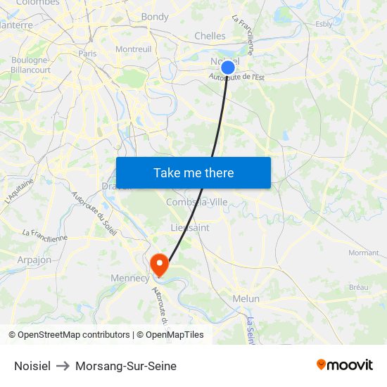 Noisiel to Morsang-Sur-Seine map