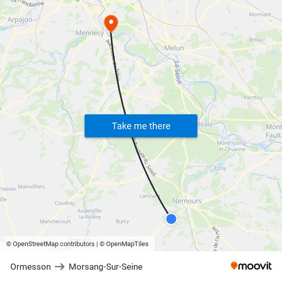 Ormesson to Morsang-Sur-Seine map