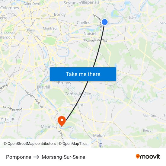 Pomponne to Morsang-Sur-Seine map