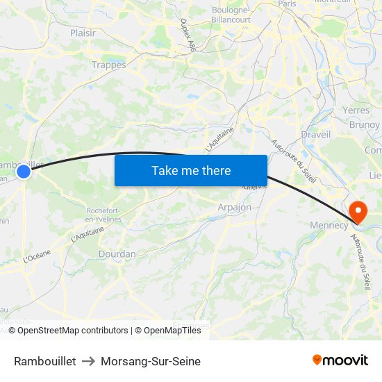 Rambouillet to Morsang-Sur-Seine map