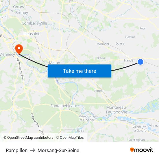 Rampillon to Morsang-Sur-Seine map