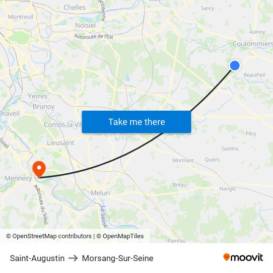 Saint-Augustin to Morsang-Sur-Seine map