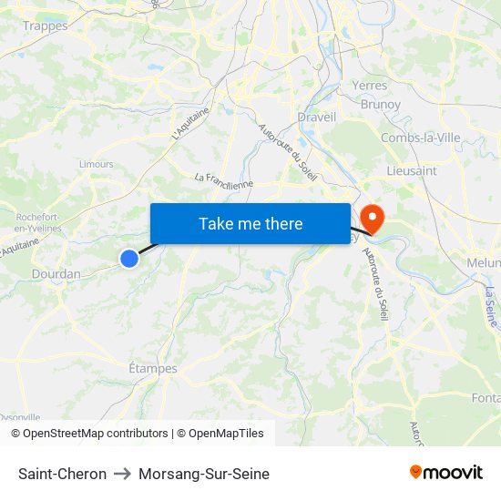 Saint-Cheron to Morsang-Sur-Seine map