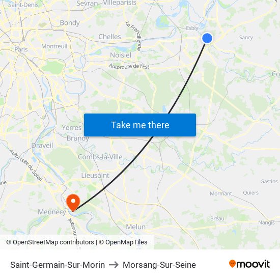 Saint-Germain-Sur-Morin to Morsang-Sur-Seine map