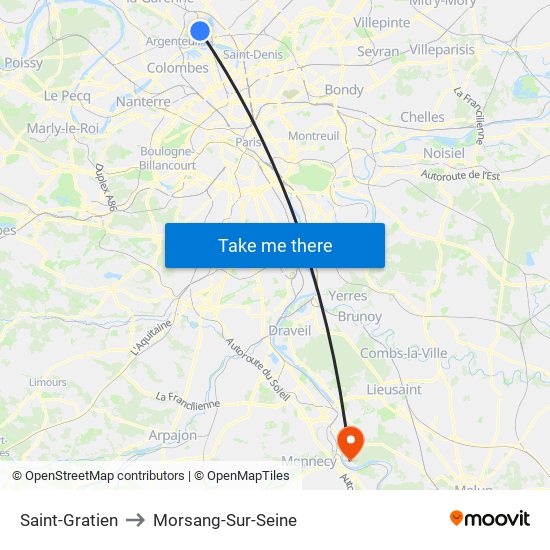 Saint-Gratien to Morsang-Sur-Seine map