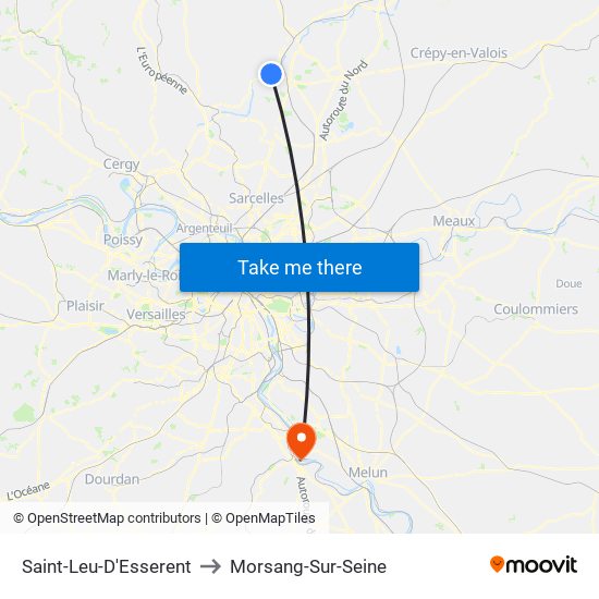 Saint-Leu-D'Esserent to Morsang-Sur-Seine map