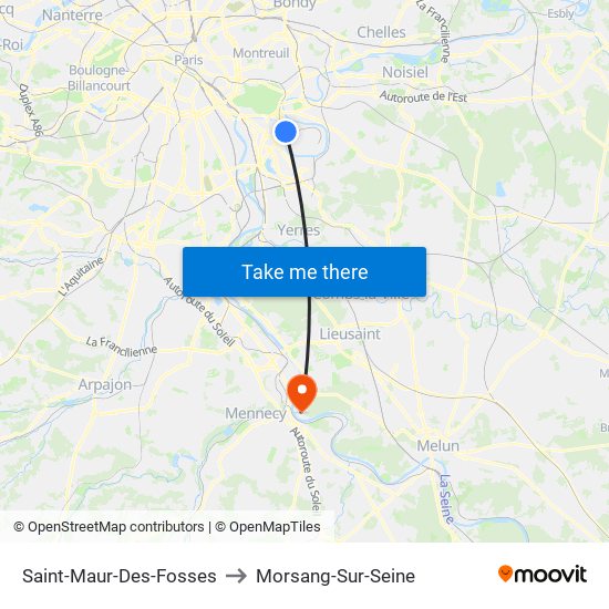 Saint-Maur-Des-Fosses to Morsang-Sur-Seine map