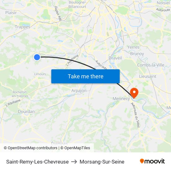 Saint-Remy-Les-Chevreuse to Morsang-Sur-Seine map