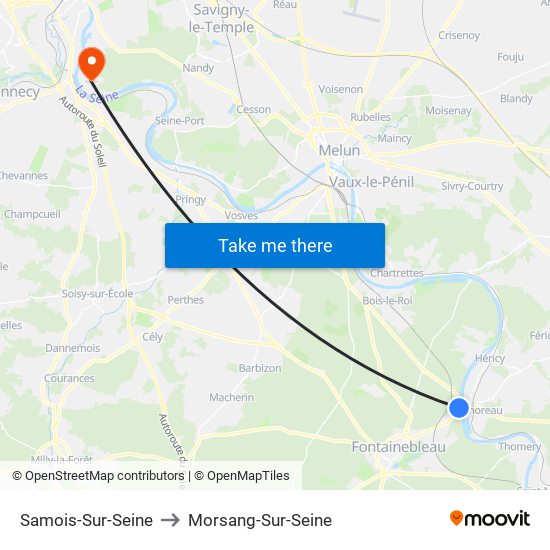 Samois-Sur-Seine to Morsang-Sur-Seine map