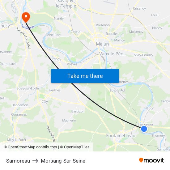 Samoreau to Morsang-Sur-Seine map