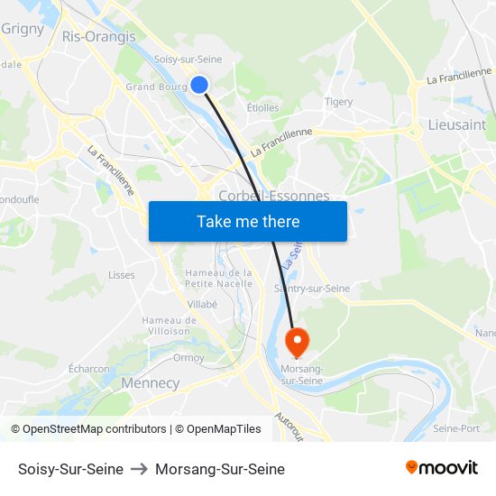 Soisy-Sur-Seine to Morsang-Sur-Seine map