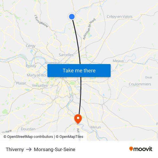 Thiverny to Morsang-Sur-Seine map