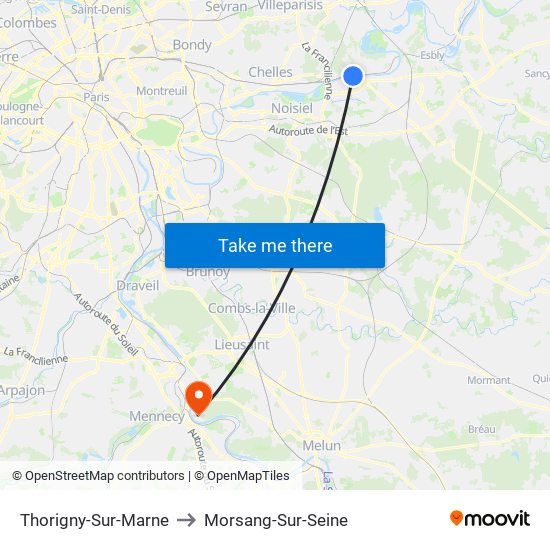 Thorigny-Sur-Marne to Morsang-Sur-Seine map