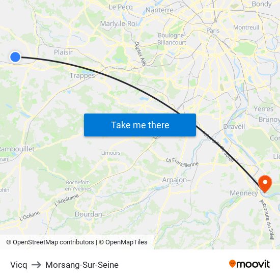 Vicq to Morsang-Sur-Seine map