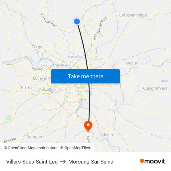 Villers-Sous-Saint-Leu to Morsang-Sur-Seine map