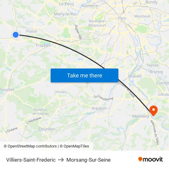 Villiers-Saint-Frederic to Morsang-Sur-Seine map