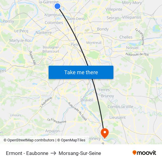 Ermont - Eaubonne to Morsang-Sur-Seine map