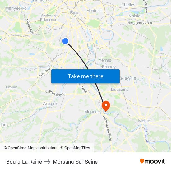 Bourg-La-Reine to Morsang-Sur-Seine map