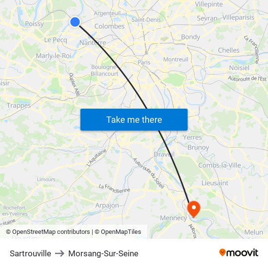 Sartrouville to Morsang-Sur-Seine map