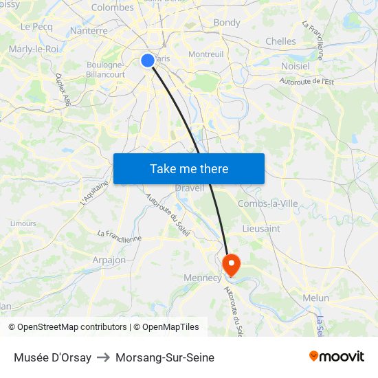 Musée D'Orsay to Morsang-Sur-Seine map