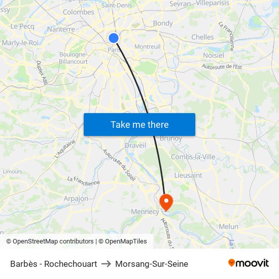 Barbès - Rochechouart to Morsang-Sur-Seine map