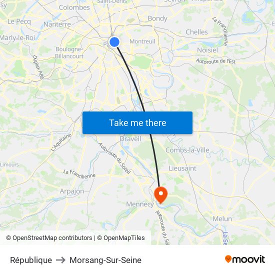 République to Morsang-Sur-Seine map