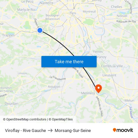 Viroflay - Rive Gauche to Morsang-Sur-Seine map