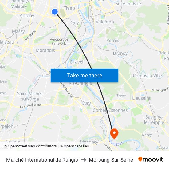 Marché International de Rungis to Morsang-Sur-Seine map