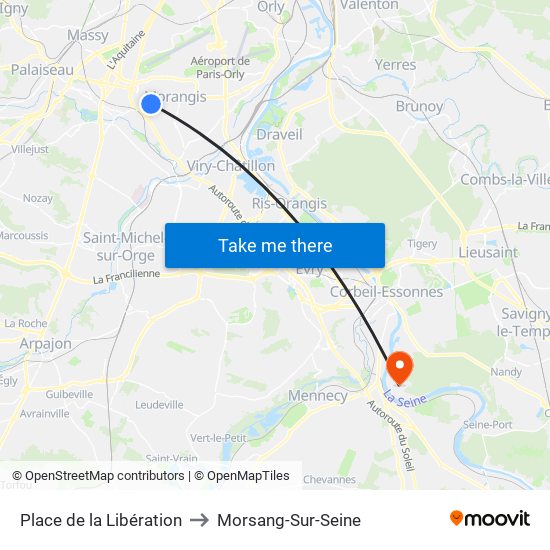Place de la Libération to Morsang-Sur-Seine map