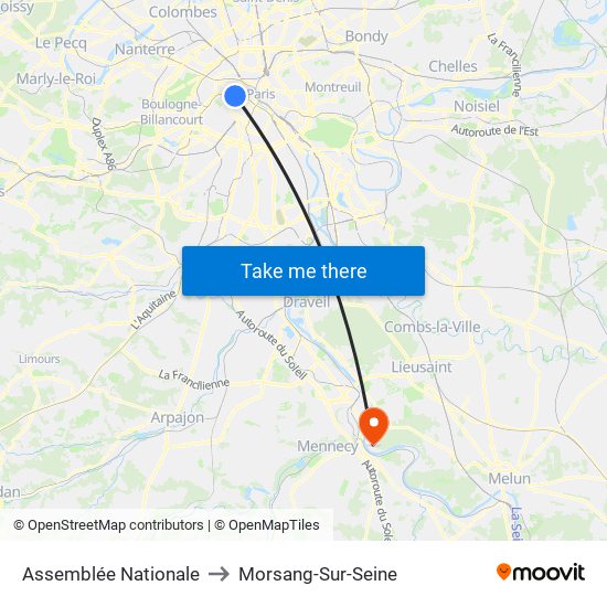 Assemblée Nationale to Morsang-Sur-Seine map