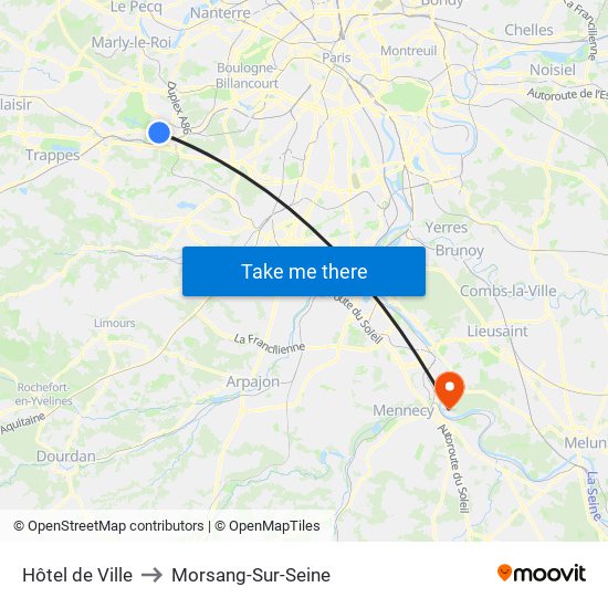 Hôtel de Ville to Morsang-Sur-Seine map