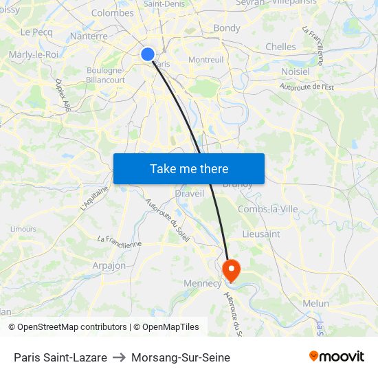 Paris Saint-Lazare to Morsang-Sur-Seine map