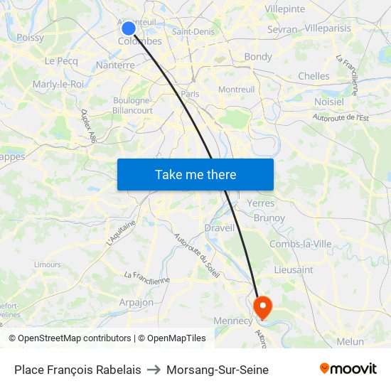 Place François Rabelais to Morsang-Sur-Seine map