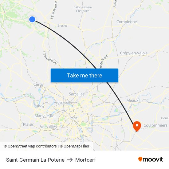 Saint-Germain-La-Poterie to Mortcerf map