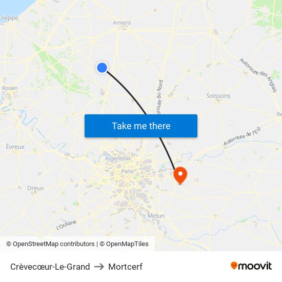 Crèvecœur-Le-Grand to Mortcerf map