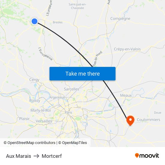 Aux Marais to Mortcerf map