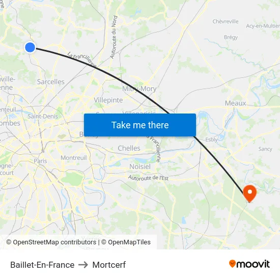 Baillet-En-France to Mortcerf map