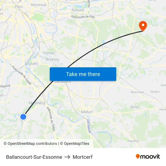 Ballancourt-Sur-Essonne to Mortcerf map