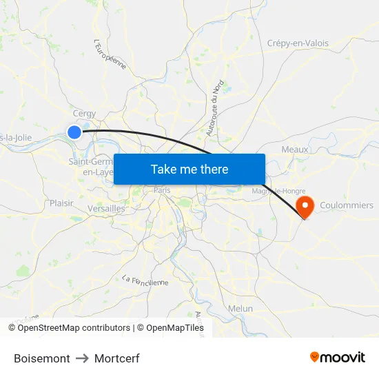 Boisemont to Mortcerf map
