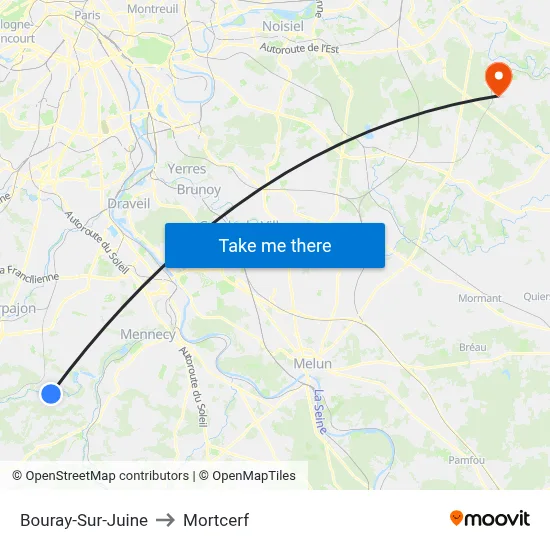 Bouray-Sur-Juine to Mortcerf map