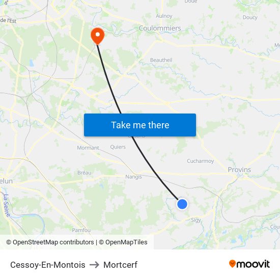 Cessoy-En-Montois to Mortcerf map