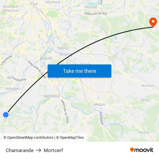 Chamarande to Mortcerf map
